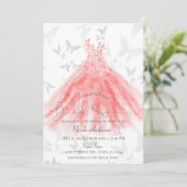 Invitation Danse papillon Coral Étincelle Robe Fête des marié (Debout devant)