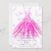 Invitation Danse papillon Purple & Robe Rose Fête des mariées (Devant)