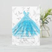 Invitation Danse Papillon Robe Aqua Bleu Shower de Mariage (Debout devant)
