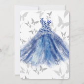 Invitation Danse Papillon Robe Bleue Argent Douze Ans (Dos)
