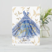 Invitation Danse Papillon Robe Bleue Or Sweet 16 (Debout devant)