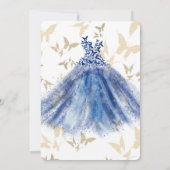 Invitation Danse Papillon Robe Bleue Or Sweet 16 (Dos)