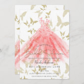 Invitation Danse papillon Robe de corail Fête des mariées d'o (Devant / Derrière)