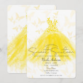 Invitation Danse Papillon Robe Jaune Fête Sweet 16 (Devant / Derrière)