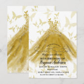 Invitation Danse Papillon Robe Jaune Or Doré Douce 16 Ans (Devant / Derrière)