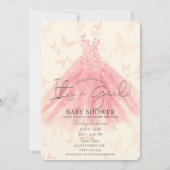 Invitation Danse Papillon Robe Pailletée Fête de Naissance Bé (Devant)