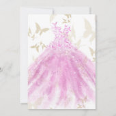 Invitation Danse Papillon Robe Rose Or Mariage Cérémonie de F (Dos)