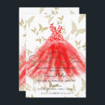 Invitation Danse papillon Robe rouge Or Sweet 16 Partie<br><div class="desc">Personnaliser pour tout événement</div>