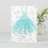 Invitation Danse Papillon Robe Turquoise Réception de Mariage (Debout devant)