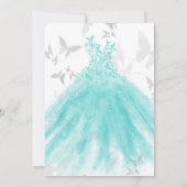 Invitation Danse Papillon Robe Turquoise Réception de Mariage (Dos)