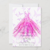 Invitation Danse Papillon Robe Violet Chaud Rose Foncé Sweet  (Devant)