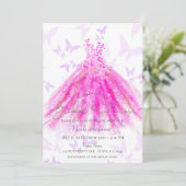 Invitation Danse Papillon Robe Violet Et Rose Mariage (Debout devant)