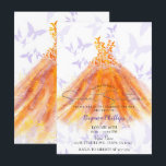 Invitation Danse Papillon Robe Violet Orange Fête Sweet 16<br><div class="desc">Personnaliser pour tout événement</div>