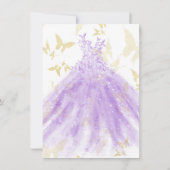 Invitation Danse Papillon Robe Violette Or Fête Douce 16 (Dos)
