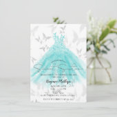 Invitation Danse papillon Turquoise Robe douce 16 Partie (Debout devant)