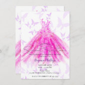 Invitation Danse papillon violet rosé chaud robe douce 16 (Devant / Derrière)