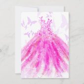 Invitation Danse papillon violet rosé chaud robe douce 16 (Dos)