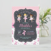 Invitation Danse rose de ballet de tutu d'anniversaire de (Debout devant)