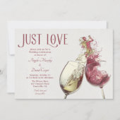 Invitation Danse Rouge Blanc Vin Juste Amour Mariage Célébrat (Devant)