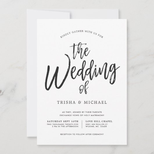 Invitation Danse Script Mariage Noir|Blanc (Devant)