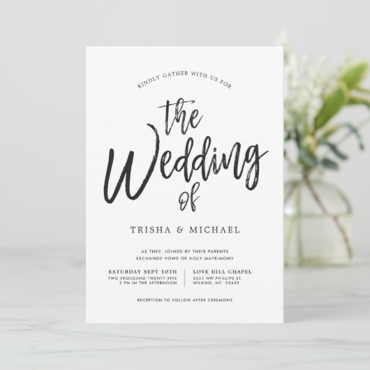 Invitation Danse Script Mariage Noir|Blanc (Debout devant)