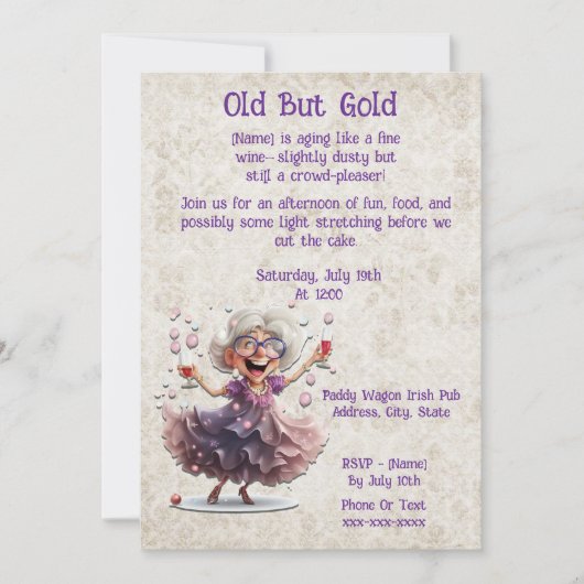 Invitation Danse Senior Lady-Fun Milestone Célébration (Devant)