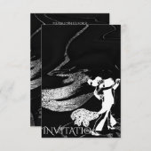 Invitation Danse Tango Art Nouveau Marbre Noir (Devant / Derrière)