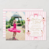 Invitation Danse & Twirl Pink Ballerina Photo Anniversaire (Devant / Derrière)