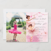 Invitation Danse & Twirl Pink Ballerina Photo Anniversaire (Devant)