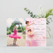 Invitation Danse & Twirl Pink Ballerina Photo Anniversaire (Debout devant)