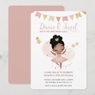 Invitation Danse & Twirl, Princesse Ballerina Anniversaire