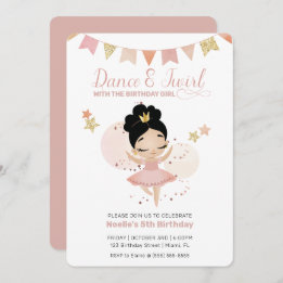Invitation Danse & Twirl, Princesse Ballerina Anniversaire