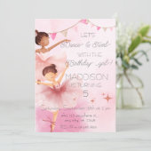 Invitation Danse & Twirl Rose Ballerina Ballet Anniversaire (Debout devant)