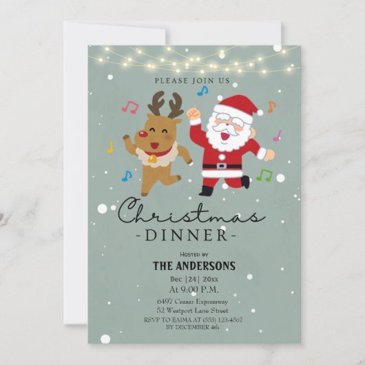 Invitation Danser Dîner de Noël (Devant)