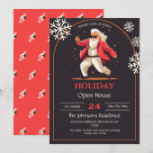 Invitation Danser disco Caricature du Père Noël (Devant / Derrière)