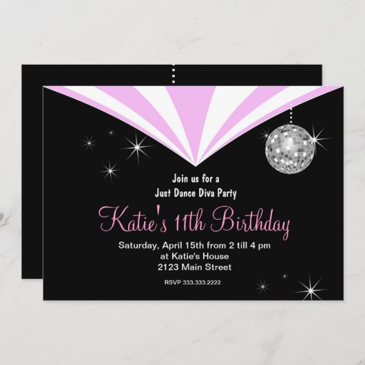 Invitation Danser disco Diva (Devant / Derrière)