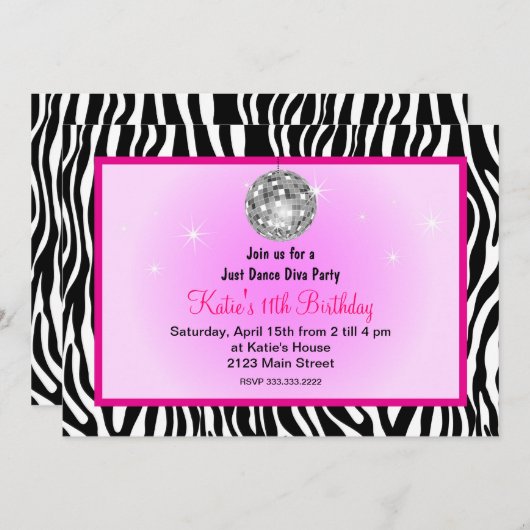 Invitation Danser disco Diva (Devant / Derrière)