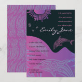 Invitation DANSER DOLPHINS Bat mitzvah Invitation-rose1 (Devant / Derrière)