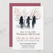 Invitation Danser Femmes Aquarelles Arbres Église Retraite (Devant / Derrière)