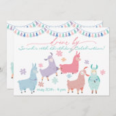 Invitation Danser Pas Drame Llamas Conduire Par Anniversaire  (Devant / Derrière)