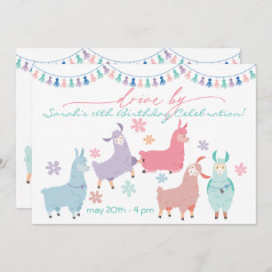 Invitation Danser Pas Drame Llamas Conduire Par Anniversaire 