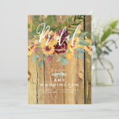 Invitation Danser Rustique Tournesols Dusty Fête des mariées  (Debout devant)