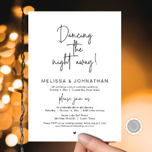 Invitation Danser toute la nuit, Mariage Elopement Party