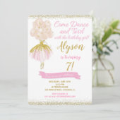 Invitation Danseur de ballerine rose et or anniversaire (Debout devant)