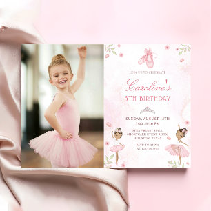 Invitation Danseur de ballet rose Ballerina Photo Anniversair