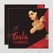 Invitation Danseur de flamenco espagnol avec ventilateur noir (Devant / Derrière)