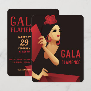 Invitation Danseur de flamenco espagnol avec ventilateur noir