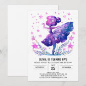 Invitation Danseur en ligne Ballerina Anniversaire (Devant / Derrière)