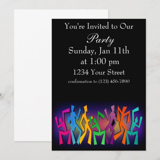 Invitation Danseurs colorés (Devant / Derrière)