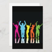 Invitation Danseurs Colorés Dansant Autour (Devant / Derrière)